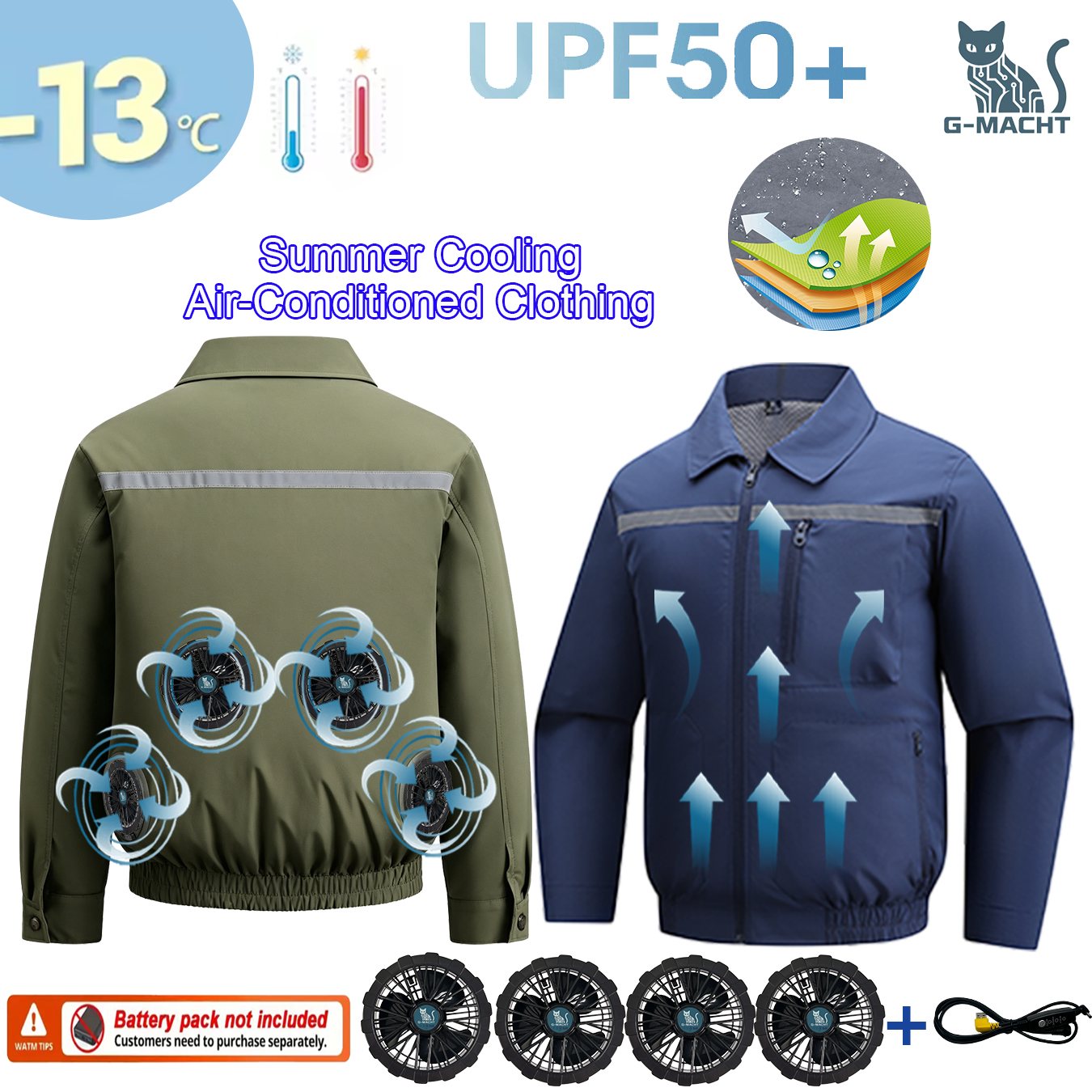 Down Vest Ultralight - Летний охлаждающий жилет с 4 вентиляторами