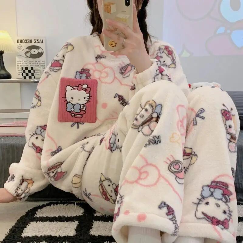 Winter Clothes - Женские пижамы Hello Kitty, осень-зима, коралловый